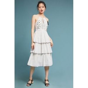 Kopal Izzy Embroidered Tiered Halter Midi Dress